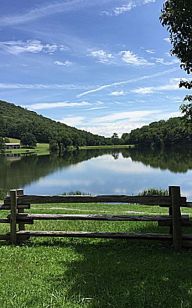beautiful lake with fence